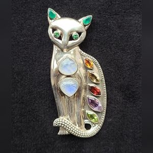 Sterling Silver Cat Pendant/brooch Vintage